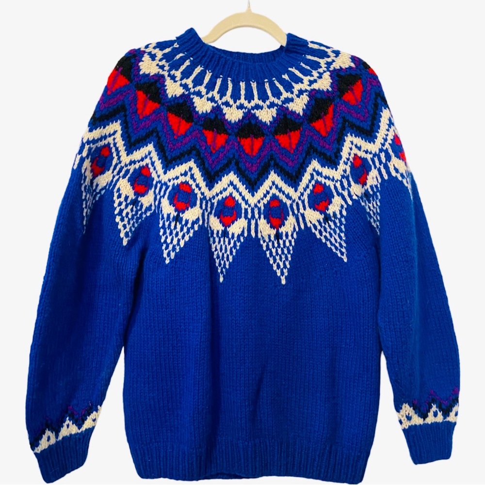 VTG Hand Knit Oversized Wool Sweater-L